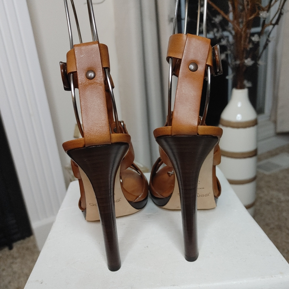 JIMMY CHOO "PRIZE" LEATHER GLADIATOR SANDAL, 39.5 - Picture 7 of 16